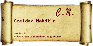 Czeider Makár névjegykártya